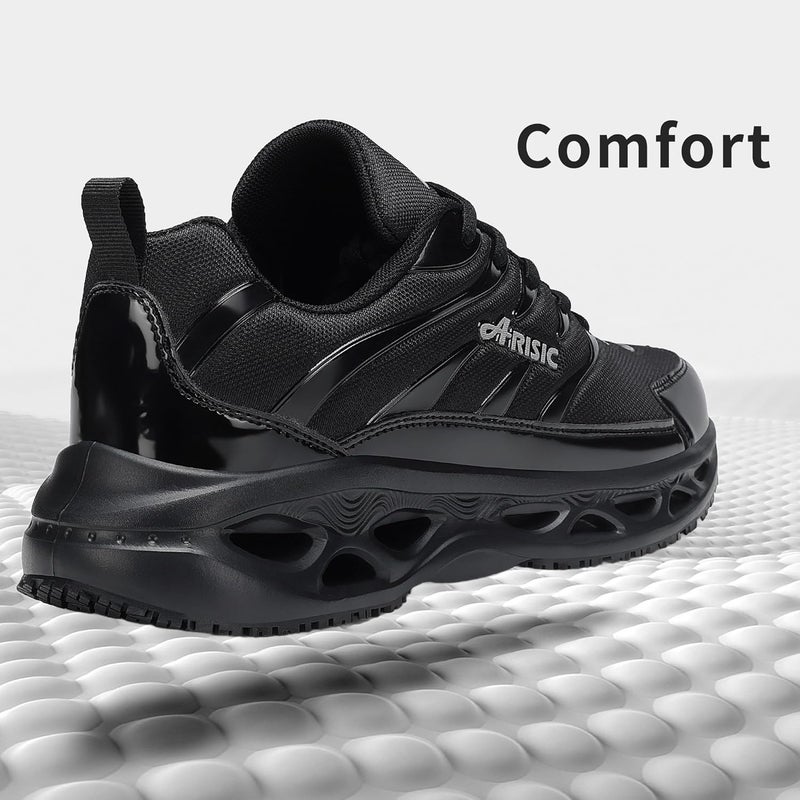 JJMIMAIFJ Non Slip Work Shoes for Men Women Waterproof Sneakers Men Comfortable Restaurant Chef Shoes Slip Resistant Shoes for Men Breathable Walking Sneakers for Daily Use Black - Image 5
